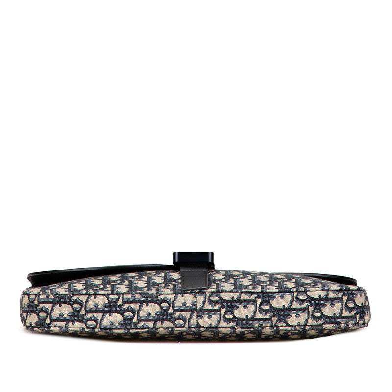 ディオール オブリーク サドル クラッチバッグ ネイビー ブラック ベージュ キャンバス レザー レディース Dior 【中古】