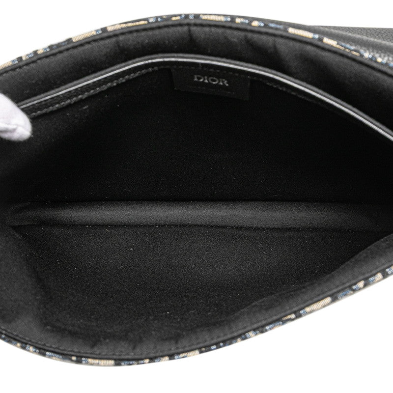 ディオール オブリーク サドル クラッチバッグ ネイビー ブラック ベージュ キャンバス レザー レディース Dior 【中古】