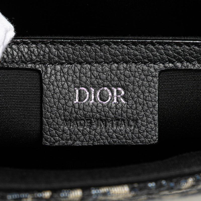 ディオール オブリーク サドル クラッチバッグ ネイビー ブラック ベージュ キャンバス レザー レディース Dior 【中古】