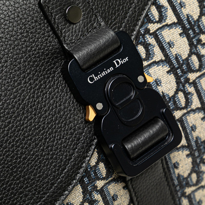 ディオール オブリーク サドル クラッチバッグ ネイビー ブラック ベージュ キャンバス レザー レディース Dior 【中古】