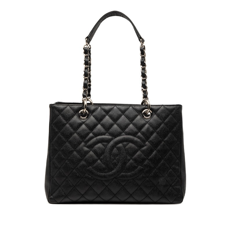 シャネル マトラッセ ココマーク GST グランドショッピング チェーントートバッグ ブラック キャビアスキン レディース CHANEL 【中古】