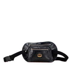 グッチ インターロッキングG ウエストバッグ ボディバッグ 575857 ブラック レザー レディース GUCCI 【中古】