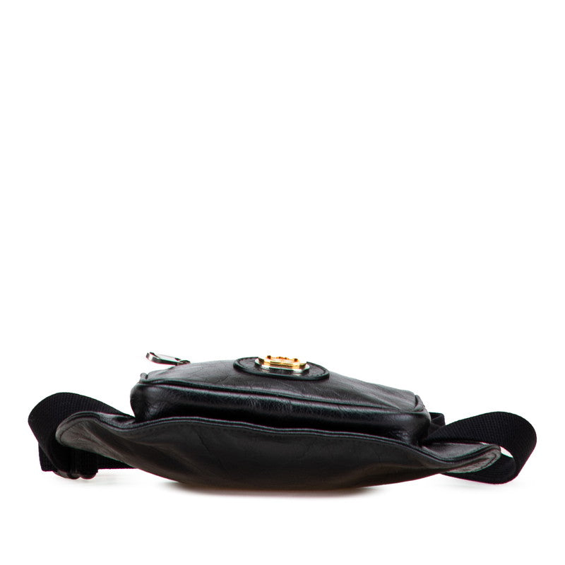 グッチ インターロッキングG ウエストバッグ ボディバッグ 575857 ブラック レザー レディース GUCCI 【中古】