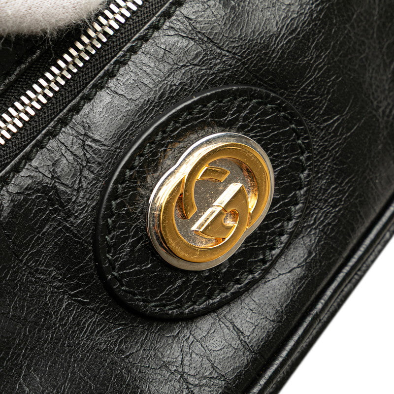 グッチ インターロッキングG ウエストバッグ ボディバッグ 575857 ブラック レザー レディース GUCCI 【中古】