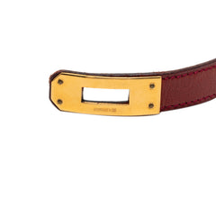 エルメス ケリー ドゥブルトゥール 2連 ブレスレット □F ワインレッド ゴールド金具 レザー レディース HERMES 【中古】