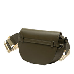 ロエベ アナグラム ゲート ミニ 斜め掛け ショルダーバッグ カーキ グリーン レザー レディース LOEWE 【中古】