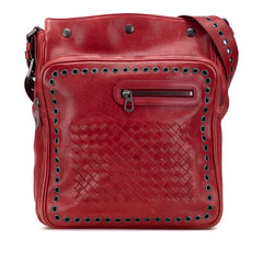 ボッテガヴェネタ イントレチャート ショルダーバッグ レッド レザー レディース BOTTEGAVENETA 【中古】