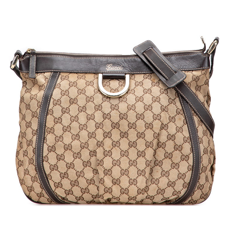 グッチ GGキャンバス アビー 斜め掛け ショルダーバッグ 204940 ベージュ ブラウン キャンバス レザー レディース GUCCI 【中古】