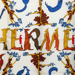 エルメス カレ90 アニマル アルファベット ANIMAL ALPHABET スカーフ グリーン マルチカラー シルク レディース HERMES 中古