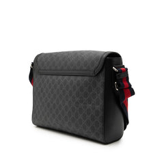 グッチ GGスプリーム ショルダーバッグ メッセンジャーバッグ 474138 ブラック グレー PVC レザー メンズ GUCCI 【中古】