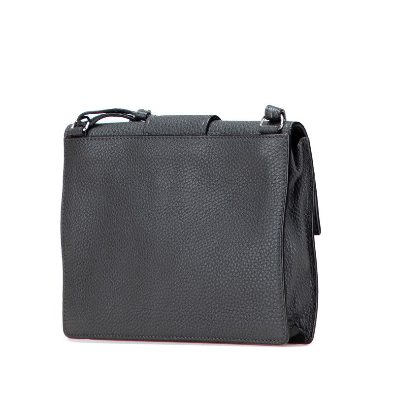 フェンディ フラット バゲット ミディアム 斜め掛け ショルダーバッグ 7VA524 グレー レザー レディース FENDI 【中古】
