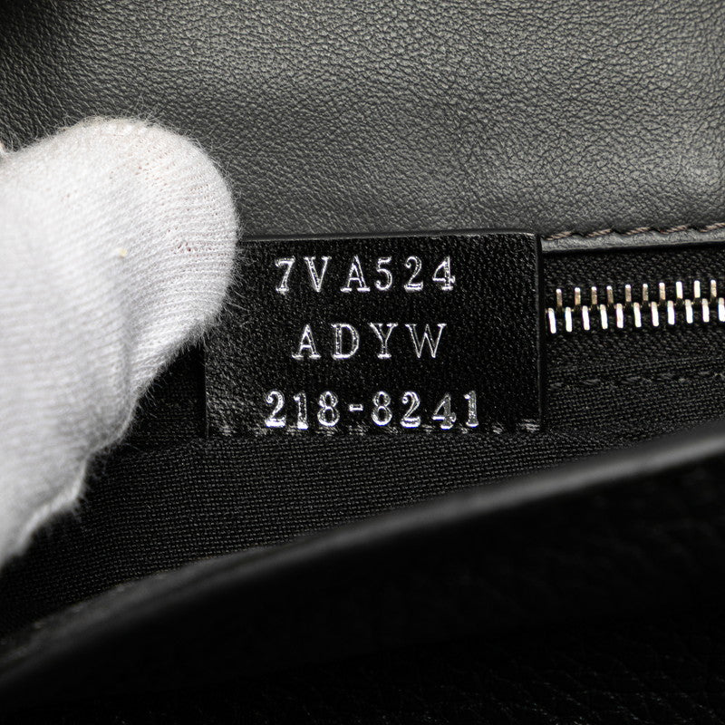 フェンディ フラット バゲット ミディアム 斜め掛け ショルダーバッグ 7VA524 グレー レザー レディース FENDI 【中古】