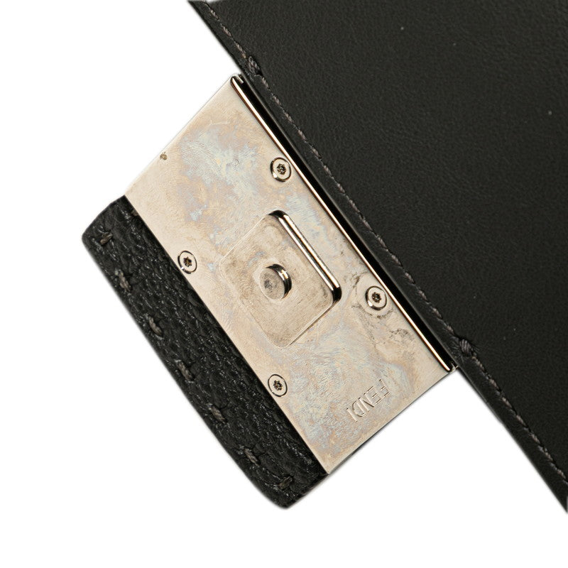 フェンディ フラット バゲット ミディアム 斜め掛け ショルダーバッグ 7VA524 グレー レザー レディース FENDI 【中古】