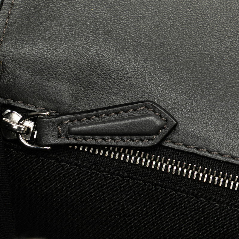 フェンディ フラット バゲット ミディアム 斜め掛け ショルダーバッグ 7VA524 グレー レザー レディース FENDI 【中古】