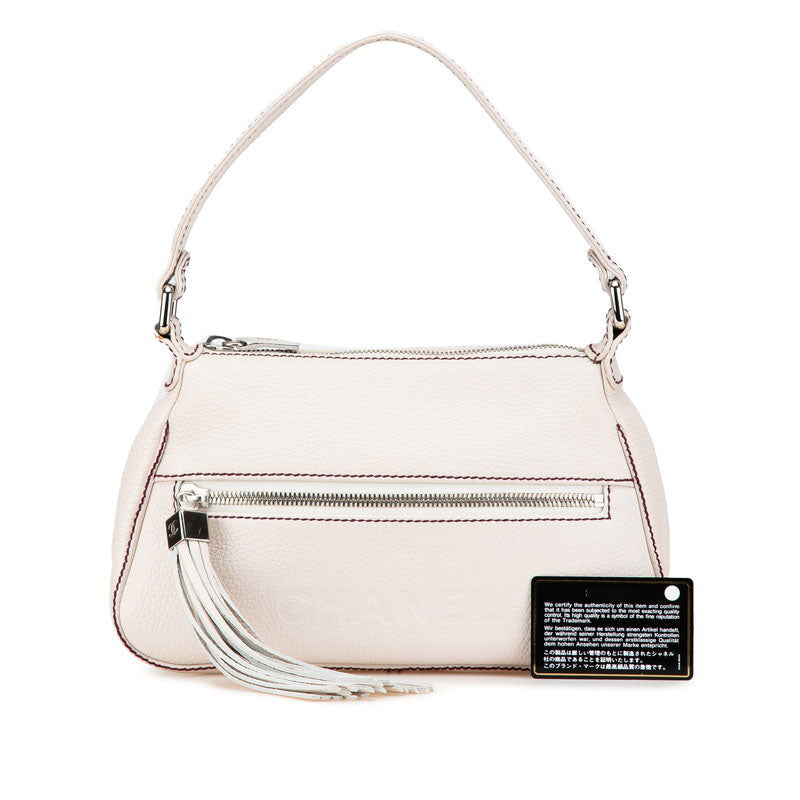 シャネル ロゴ フリンジ ワンショルダーバッグ アイボリー ボルドー カーフ レディース CHANEL 【中古】