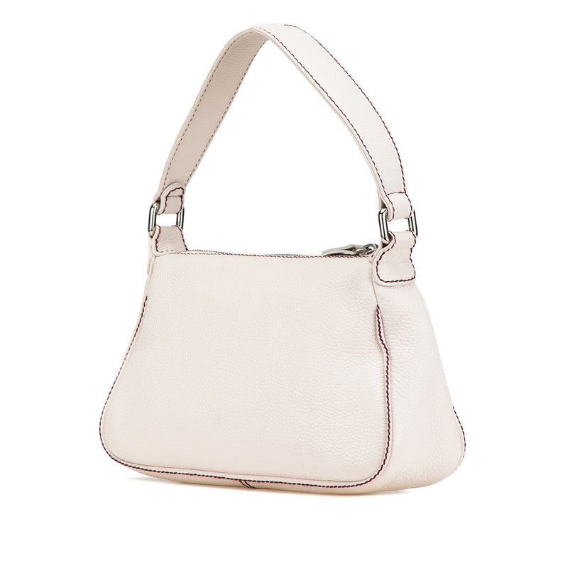 シャネル ロゴ フリンジ ワンショルダーバッグ アイボリー ボルドー カーフ レディース CHANEL 【中古】