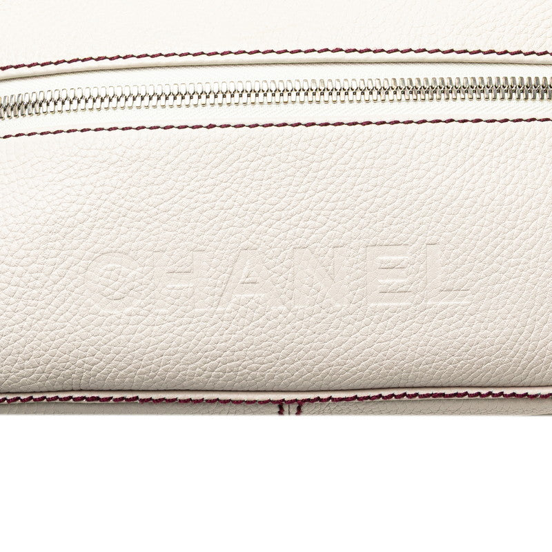 シャネル ロゴ フリンジ ワンショルダーバッグ アイボリー ボルドー カーフ レディース CHANEL 【中古】