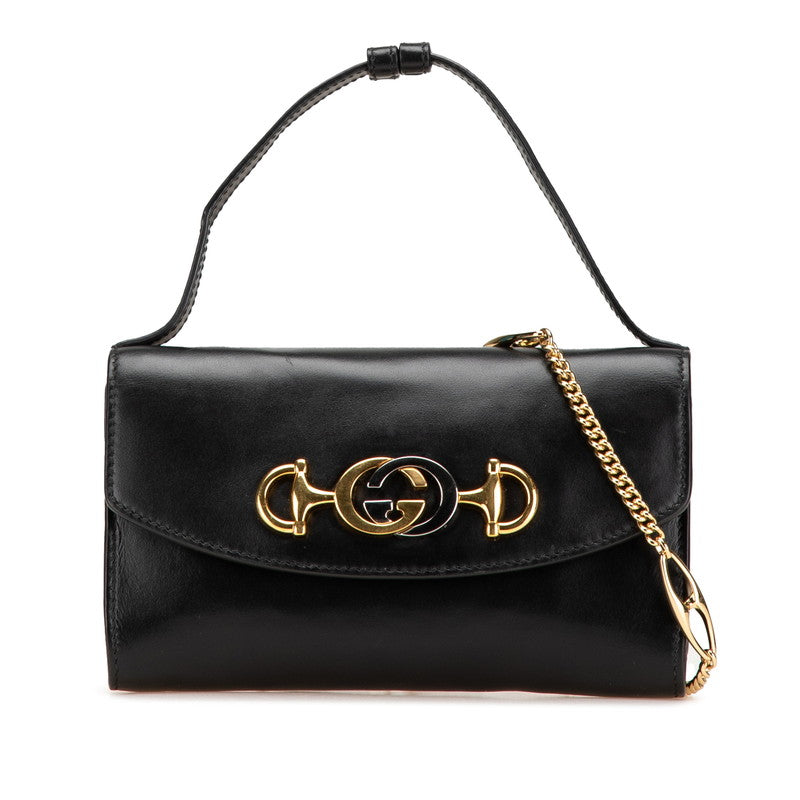 グッチ ズゥミ チェーン ハンドバッグ ショルダーバッグ 2WAY 564718 ブラック レザー レディース GUCCI 【中古】
