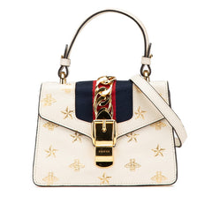 グッチ シルヴィ シェリーライン ビー スター ミニ ハンドバッグ ショルダーバッグ 2WAY 470270 ホワイト レザー レディース GUCCI 【中古】
