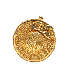 シャネル 麦わら帽子 リボン ブローチ ゴールド メッキ レディース CHANEL 【中古】