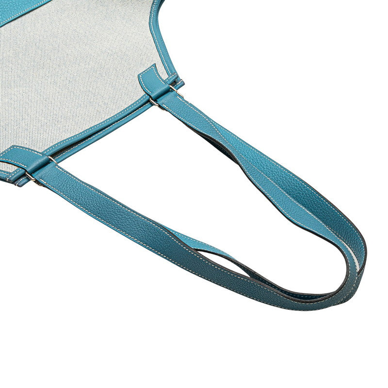 エルメス ジャルディニエPM ワンショルダーバッグ トートバッグ ブルージーン アイボリー トワルアッシュ レザー レディース HERMES 【中古】
