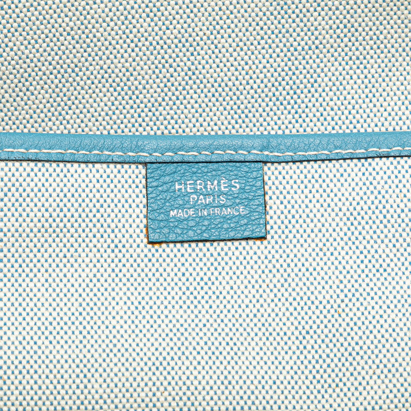 エルメス ジャルディニエPM ワンショルダーバッグ トートバッグ ブルージーン アイボリー トワルアッシュ レザー レディース HERMES 【中古】