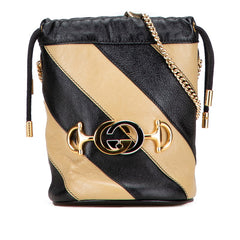 グッチ ズゥミ ミニバケット ショルダーバッグ 576432 ブラック ベージュ レザー レディース GUCCI 【中古】