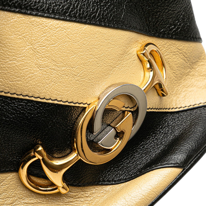グッチ ズゥミ ミニバケット ショルダーバッグ 576432 ブラック ベージュ レザー レディース GUCCI 【中古】