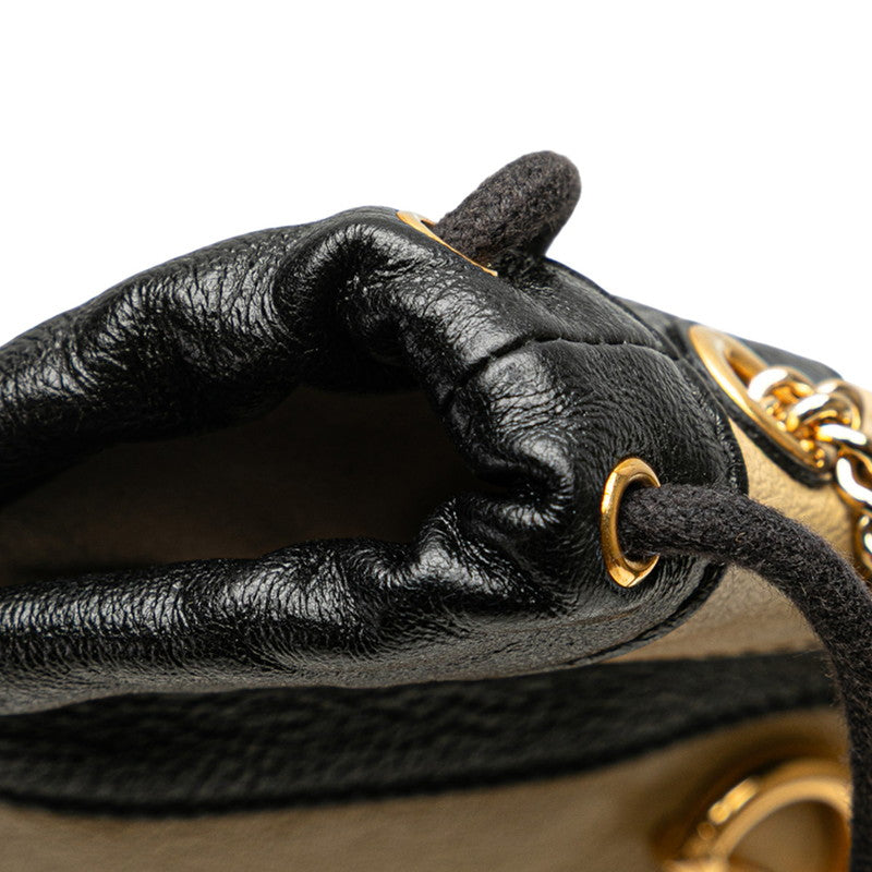 グッチ ズゥミ ミニバケット ショルダーバッグ 576432 ブラック ベージュ レザー レディース GUCCI 【中古】