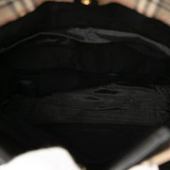 バーバリー ノバチェック シャドーホース トートバッグ ショルダーバッグ ベージュ ブラック キャンバス レザー レディース BURBERRY 【中古】