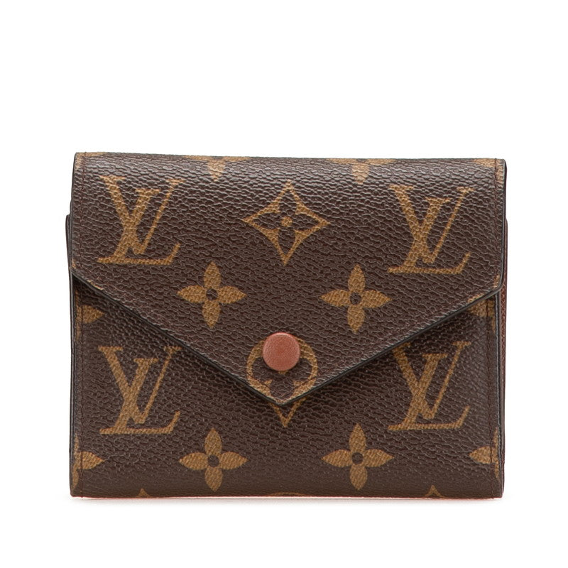 ルイ ヴィトン モノグラム ポルトフォイユ ヴィクトリーヌ 三つ折り財布 M62472 ブラウン PVC レディース LOUIS VUITTON 【中古】