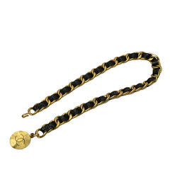 シャネル ココマーク ベルト ゴールド ブラック メッキ レザー レディース CHANEL 【中古】