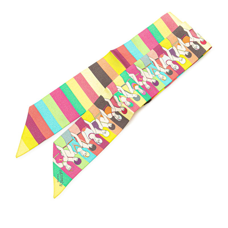 エルメス ツイリー LES BAIGNEUSES 水着 水遊びをする人 スカーフ マルチカラー シルク レディース HERMES 【中古】