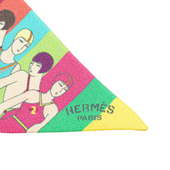 エルメス ツイリー LES BAIGNEUSES 水着 水遊びをする人 スカーフ マルチカラー シルク レディース HERMES 【中古】