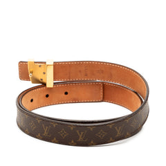 ルイ ヴィトン モノグラム サンチュール イニシャル ベルト サイズ：90/36 M9781 ブラウン PVC レザー メンズ LOUIS VUITTON 【中古】