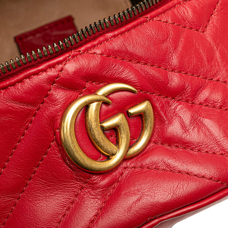 グッチ GGマーモント ミニリュック バックパック 598594 レッド ゴールド レザー レディース GUCCI 【中古】