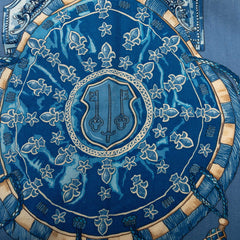 エルメス カレジェアン カレ140 LES CLES THE KEYS RARE 鍵 スカーフ ライトブルー マルチカラー カシミヤ シルク レディース HERMES 【中古】