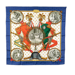エルメス カレ90 NAPOLEON ナポレオン スカーフ ブルー マルチカラー シルク レディース HERMES 【中古】