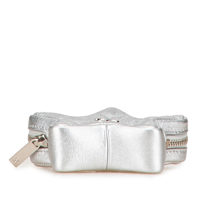 シャネル マトラッセ ココマーク スター コインケース ミニポーチ シルバー ラムスキン レディース CHANEL 【中古】