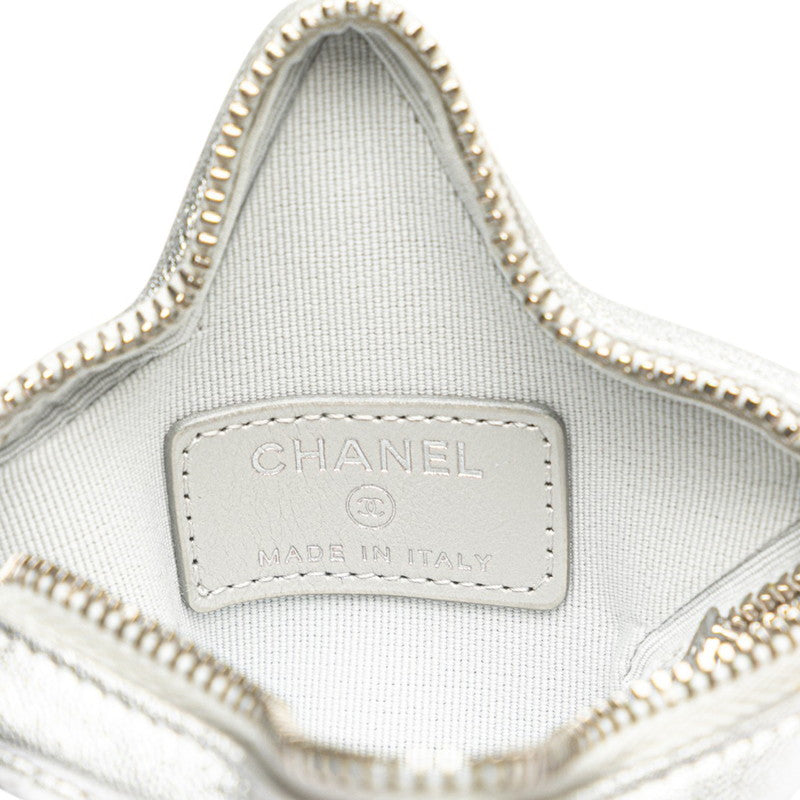 シャネル マトラッセ ココマーク スター コインケース ミニポーチ シルバー ラムスキン レディース CHANEL 【中古】