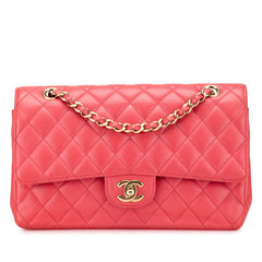 シャネル マトラッセ ココマーク Wフラップ チェーン ショルダーバッグ ハンドバッグ ピンク キャビアスキン レディース CHANEL 【中古】