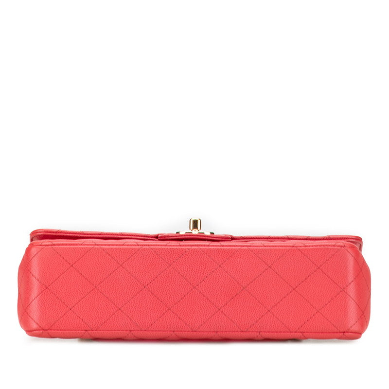シャネル マトラッセ ココマーク Wフラップ チェーン ショルダーバッグ ハンドバッグ ピンク キャビアスキン レディース CHANEL 【中古】
