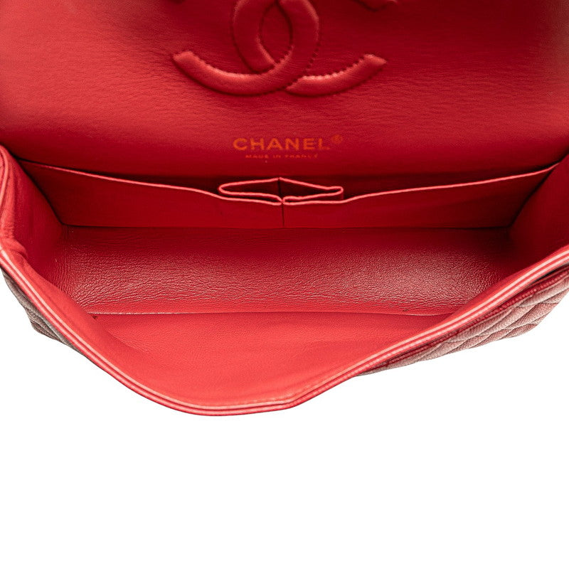 シャネル マトラッセ ココマーク Wフラップ チェーン ショルダーバッグ ハンドバッグ ピンク キャビアスキン レディース CHANEL 【中古】
