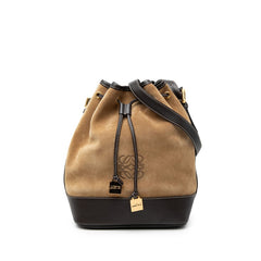 ロエベ アナグラム 斜めかけ ショルダーバッグ ベージュ ブラウン スウェード レザー レディース LOEWE 【中古】