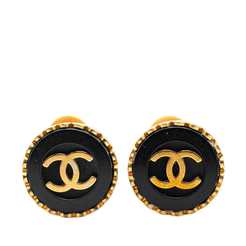 シャネル ヴィンテージ ココマーク ラウンド イヤリング ゴールド ブラック メッキ プラスチック レディース CHANEL 【中古】