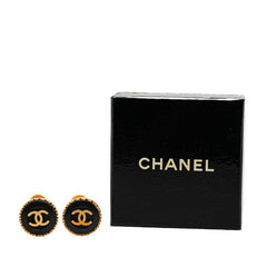 シャネル ヴィンテージ ココマーク ラウンド イヤリング ゴールド ブラック メッキ プラスチック レディース CHANEL 【中古】