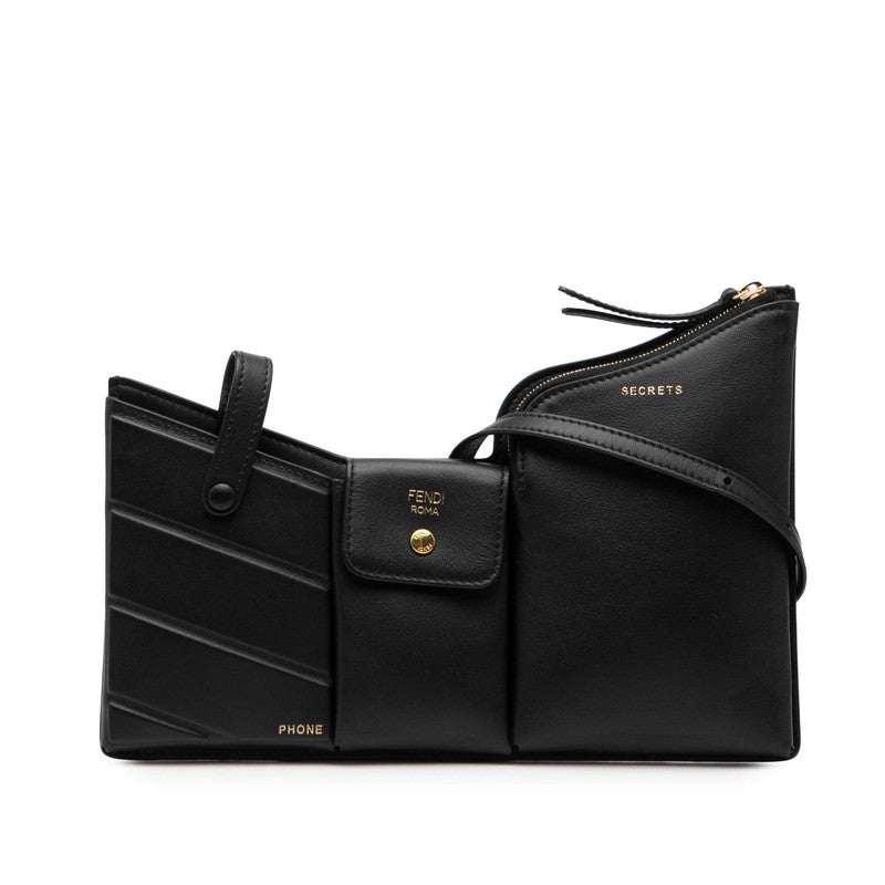 フェンディ ミニバッグ 3ポケット ショルダーバッグ 8BS025 ブラック レザー レディース FENDI 【中古】