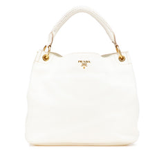 プラダ ロゴ ワンショルダーバッグ ハンドバッグ BR4712 ホワイト ゴールド レザー レディース PRADA 【中古】