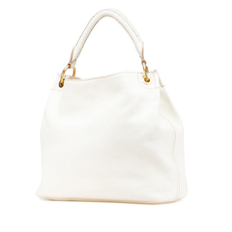 プラダ ロゴ ワンショルダーバッグ ハンドバッグ BR4712 ホワイト ゴールド レザー レディース PRADA 【中古】