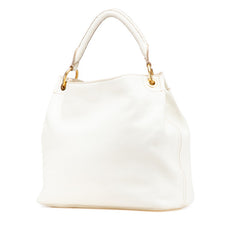 プラダ ロゴ ワンショルダーバッグ ハンドバッグ BR4712 ホワイト ゴールド レザー レディース PRADA 【中古】